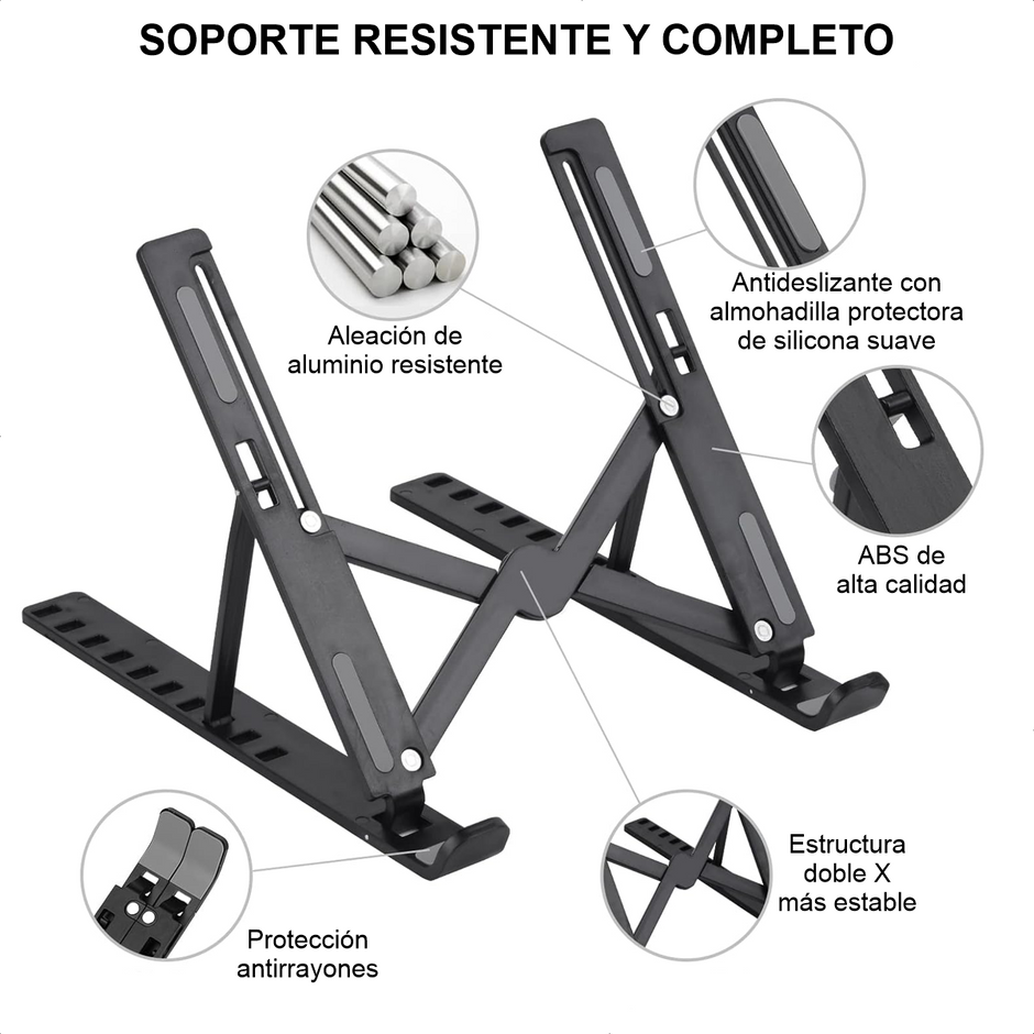 Base Soporte Para Portátil Ergonómica Reclinable 10 Niveles