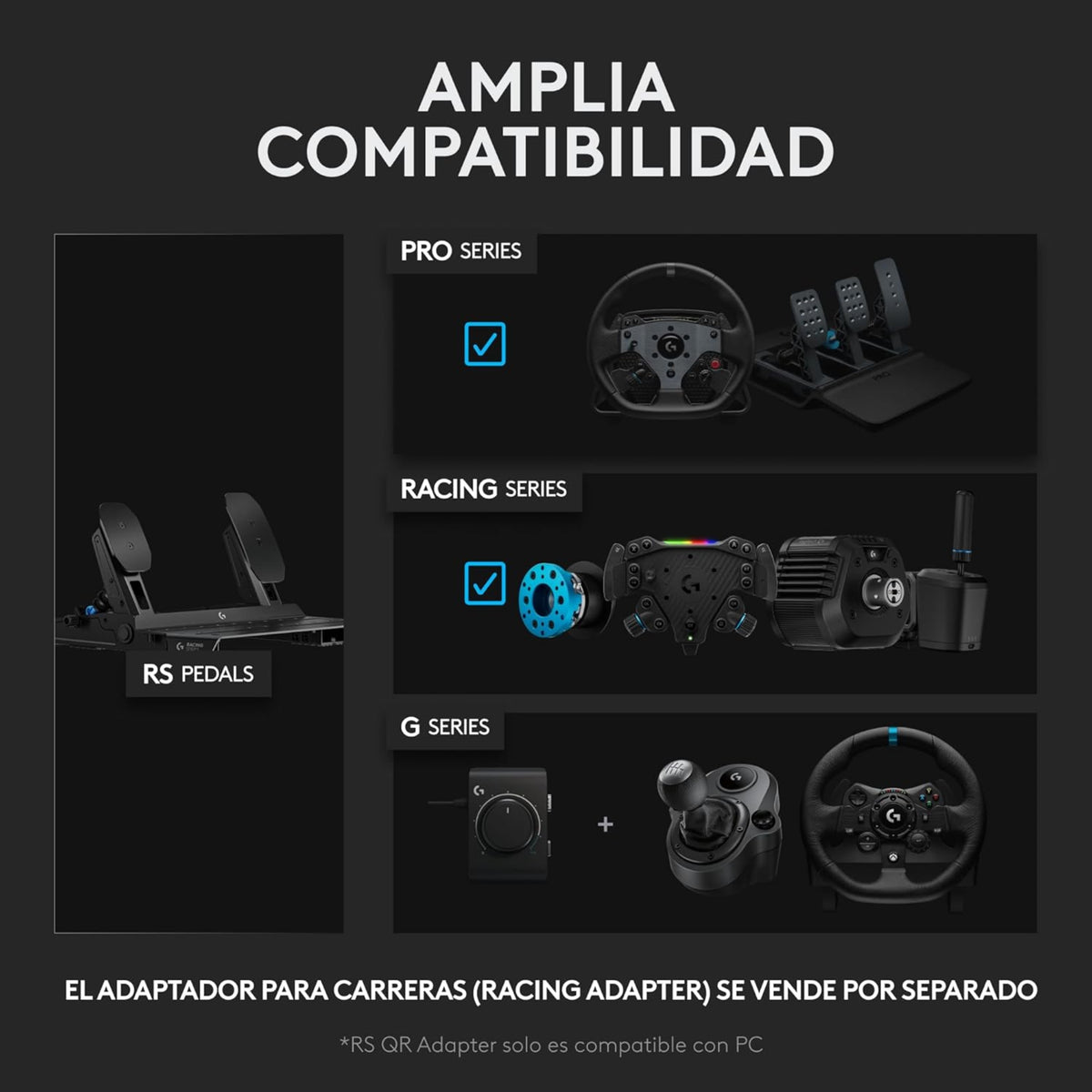 Palanca De Cambios & Freno De Mano Logitech Rs Para Timones + Pedales Para Simulador De Carreras Logitech G Rs Pedals