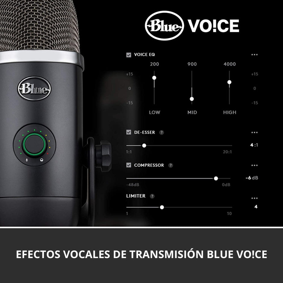 Micrófono Profesional USB Multipatrón Logitech Blue Yeti X Streaming/Gaming VO!CE 24-bit/48kHz - Negro
