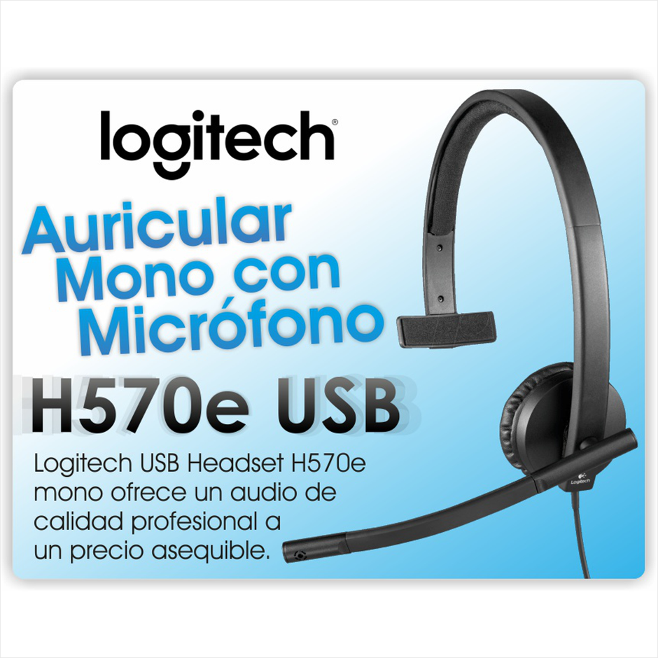 Diadema Logitech Usb Headset Monoaural H570e, Skype / Cisco