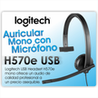 Diadema Logitech Usb Headset Monoaural H570e, Skype / Cisco