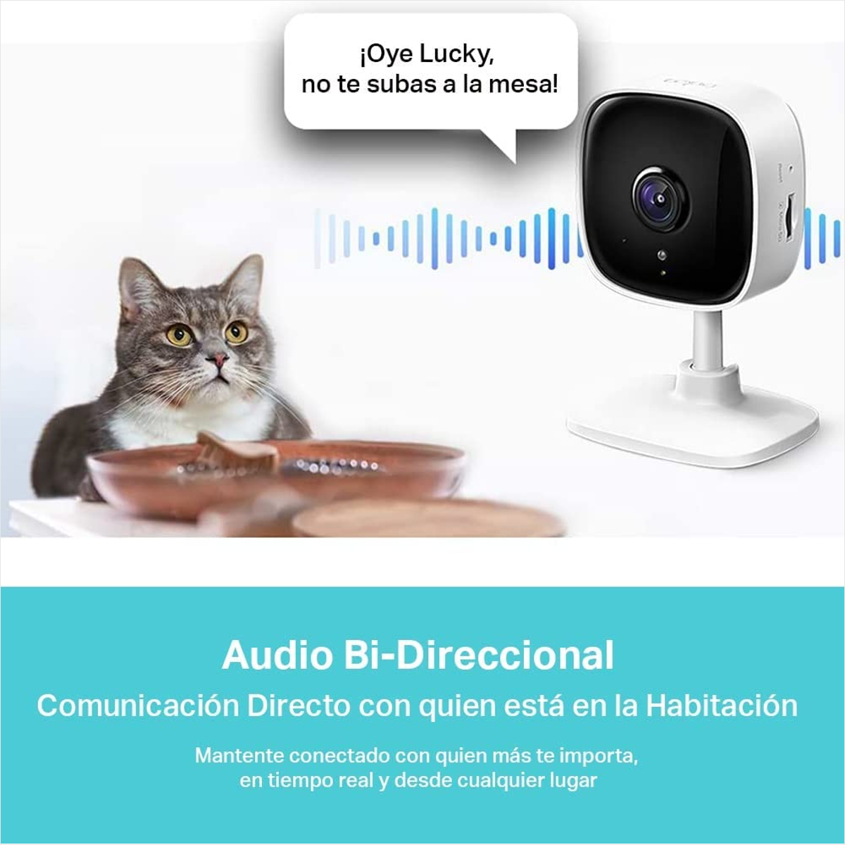 Cámara WiFi TP-Link Tapo C110 2K 3MP Visión Nocturna Alarma con Luz y Sonido + Micro SD 128GB