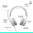 Audífonos Diadema Profesional Logitech Zone Wireless 2 ES Bluetooth ANC Híbrida Adaptativa - Blanco Crudo