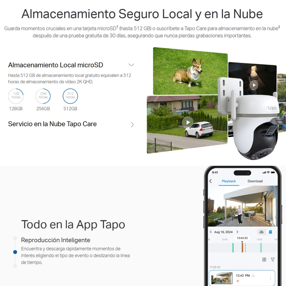Cámara IP WiFi TP-Link Tapo TC42 Robótica 360° para Exteriores con Visión Nocturna a Color y Detección IA Avanzada