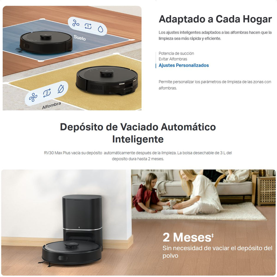 Robot Aspiradora Trapeadora TP-Link Tapo RV30 Max 5300Pa Navegación LiDAR + IMU Control App Alexa Google