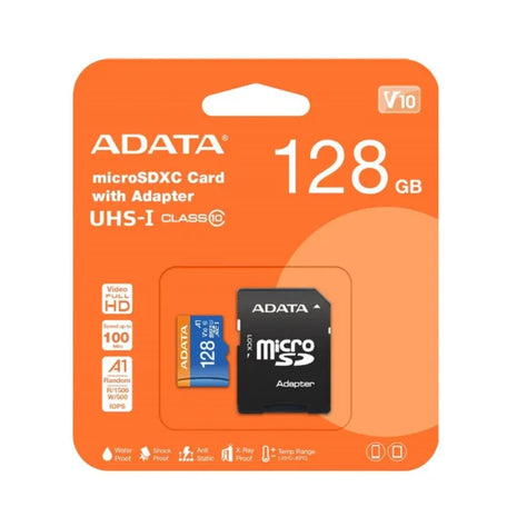 Memoria Micro SD 128GB ADATA Premier 100MB/s A1 V10 U1 Clase 10 UHS-I Full HD Android + Adaptador SD