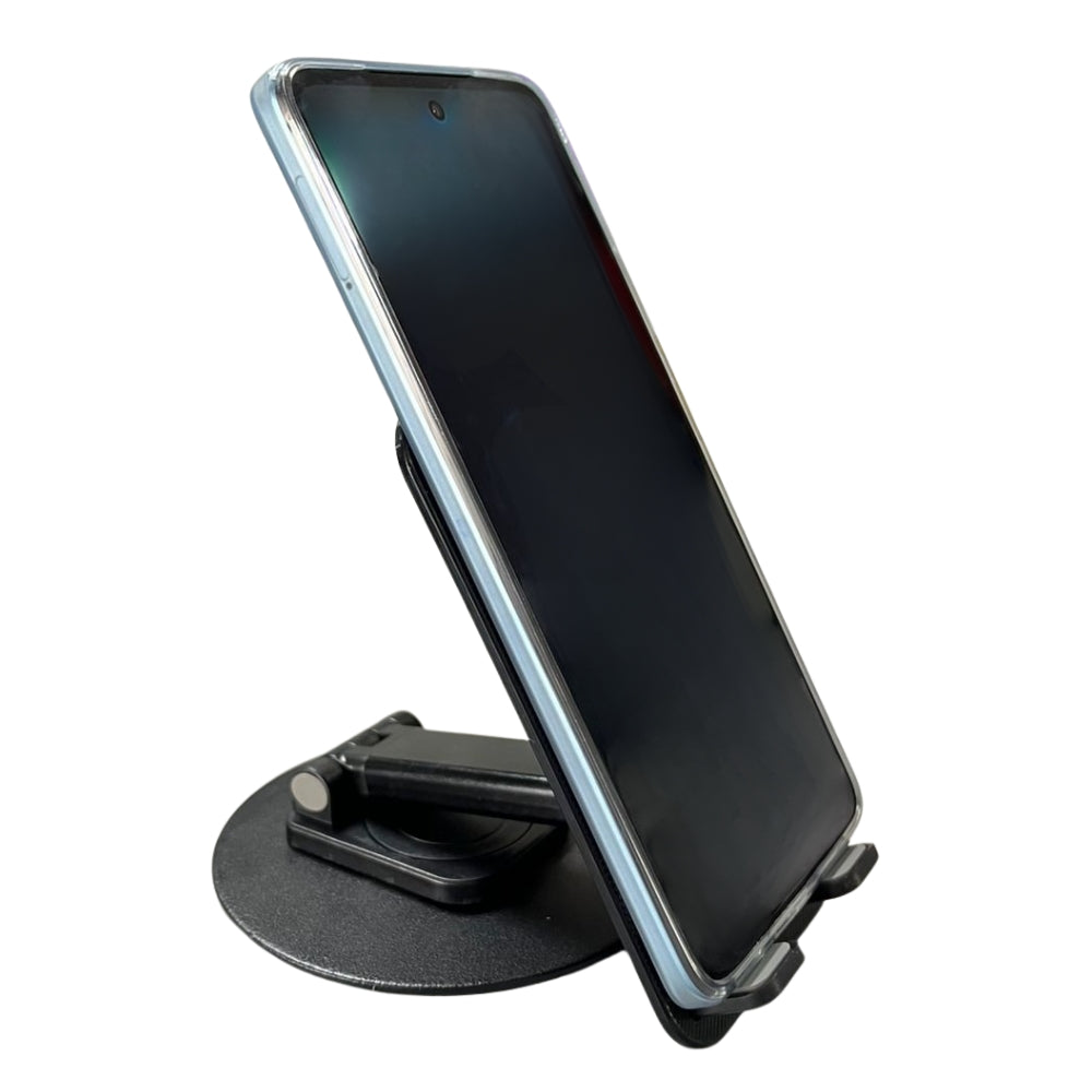 Soporte Para Celular Plegable Metalico / Giratorio 360° y Altura Ajustable, Negro