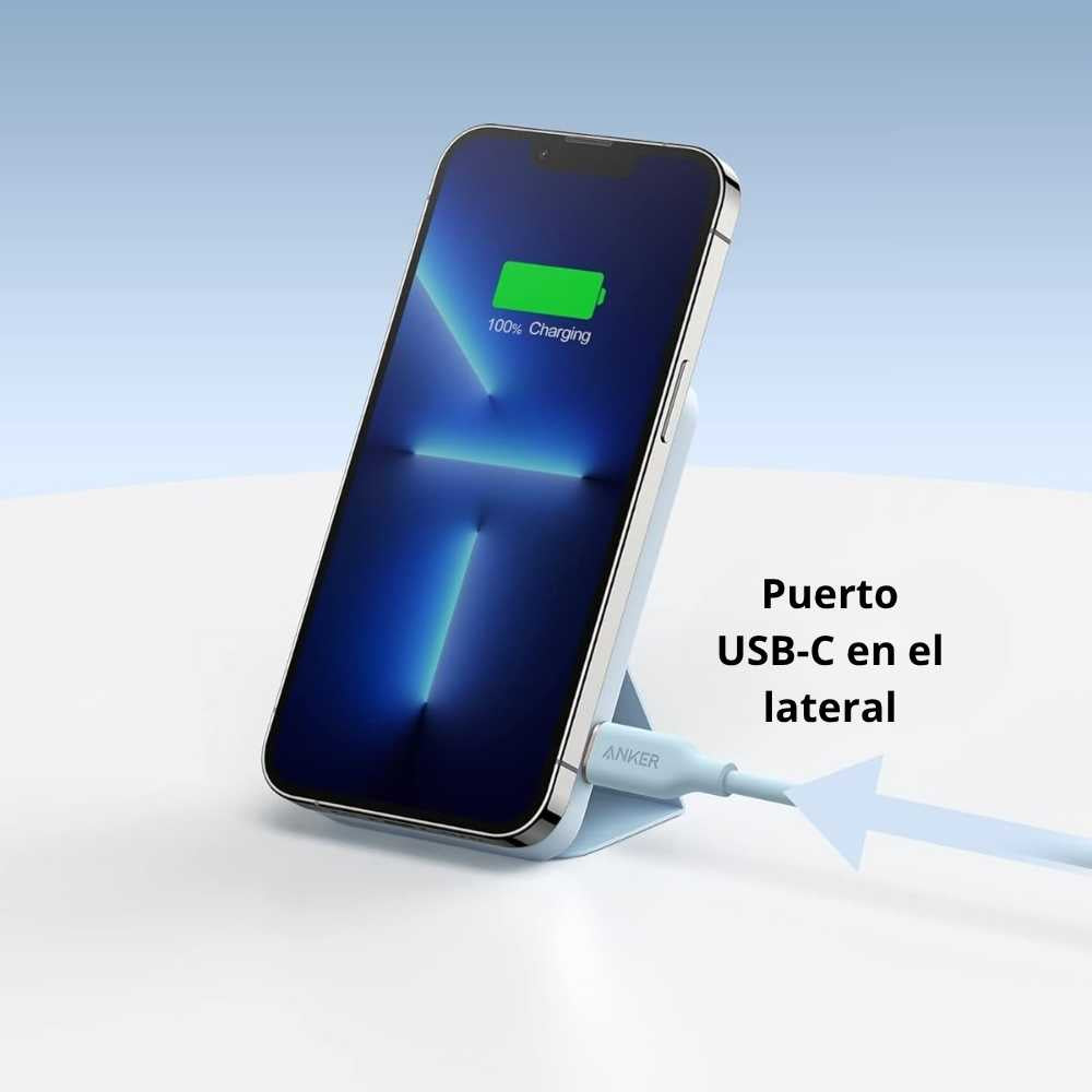 Batería Magnética Power Bank Anker MagGo 622 MagSafe 5000mAh Soporte Plegable USB-C iPhone - Negro