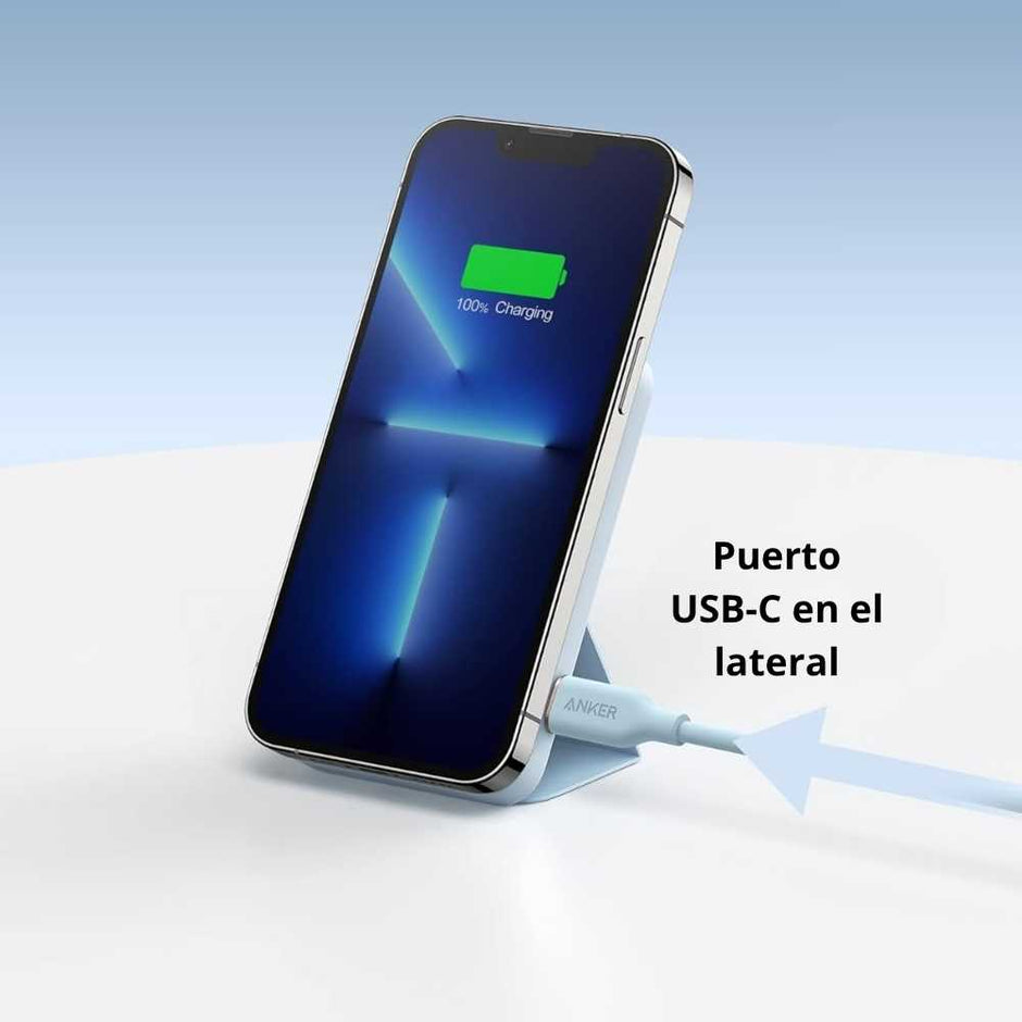 Batería Magnética Power Bank Anker MagGo 622 MagSafe 5000mAh Soporte Plegable USB-C iPhone - Negro