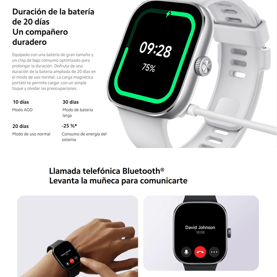 Reloj Inteligente Smartwatch Xiaomi Redmi Watch 4  AMOLED 1.97” Marco Aluminio GPS Llamadas 5ATM - Negro