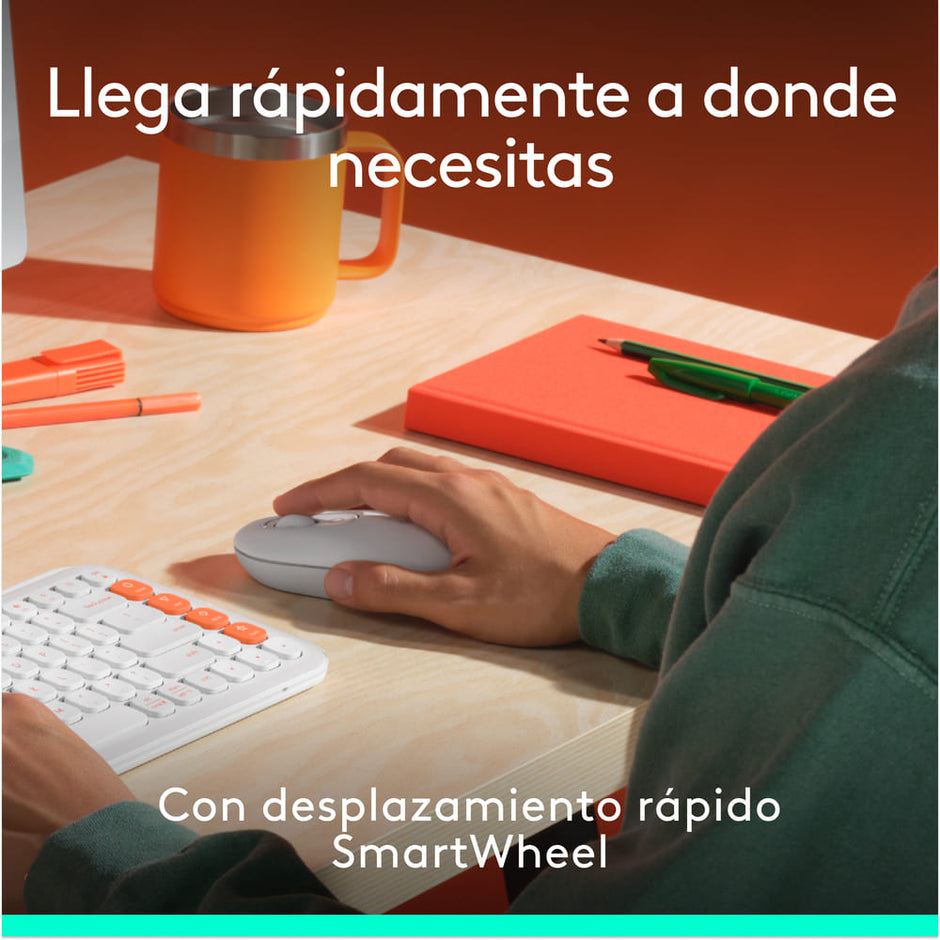 Combo Teclado Y Mouse Bluetooth, Logitech Pop Icon, Blanco