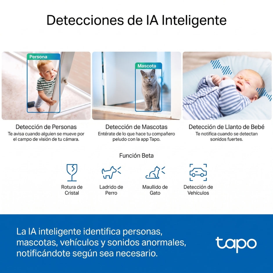 Cámara Seguridad Wi-Fi TP-Link Tapo C230 3K 5MP Robótica 360° Detección IA Visión Nocturna Mejorada