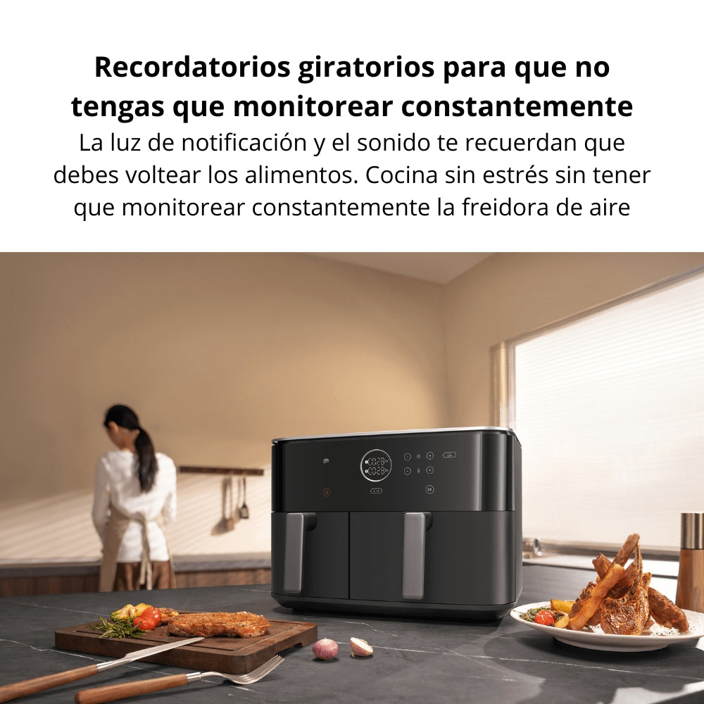Freidora de Aire Xiaomi Dual Zone Air Fryer 10L Doble Compartimiento 101 Recetas, 9 Modos, 2700W - Negro