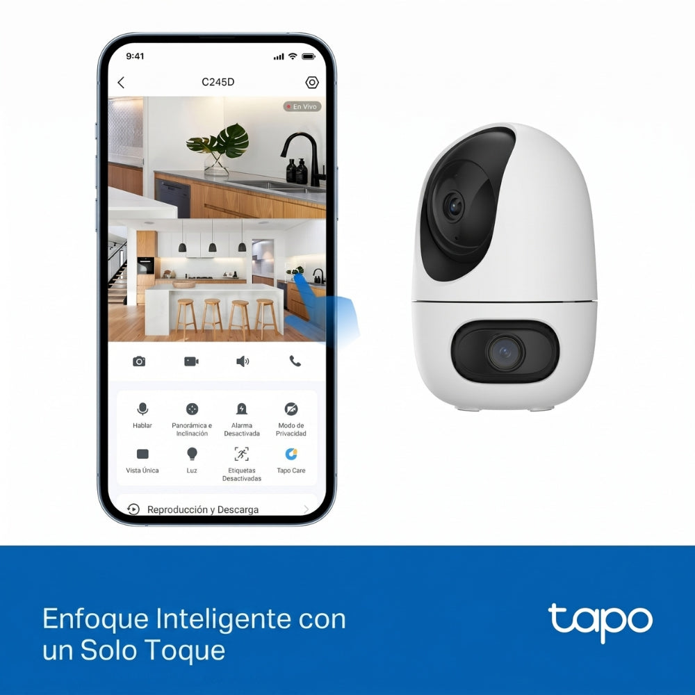 Cámara Seguridad Wi-Fi TP-Link Tapo C245D Doble Lente 2K 6MP Robótica 360° Rastreo IA Audio Bidireccional