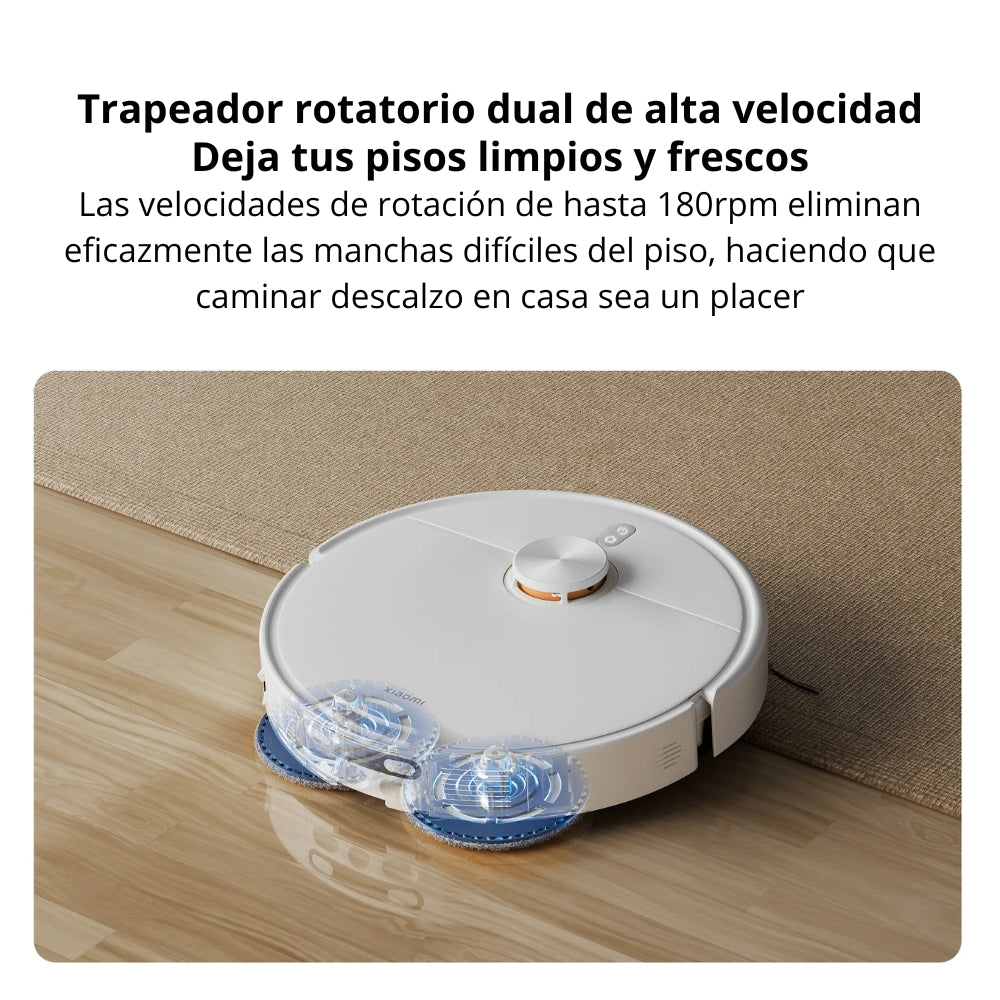 Aspiradora Robot Xiaomi H50 10000Pa Trapeado 180rpm Cepillo Lateral Anti-Enredos Base Autovaciado 5200mAh
