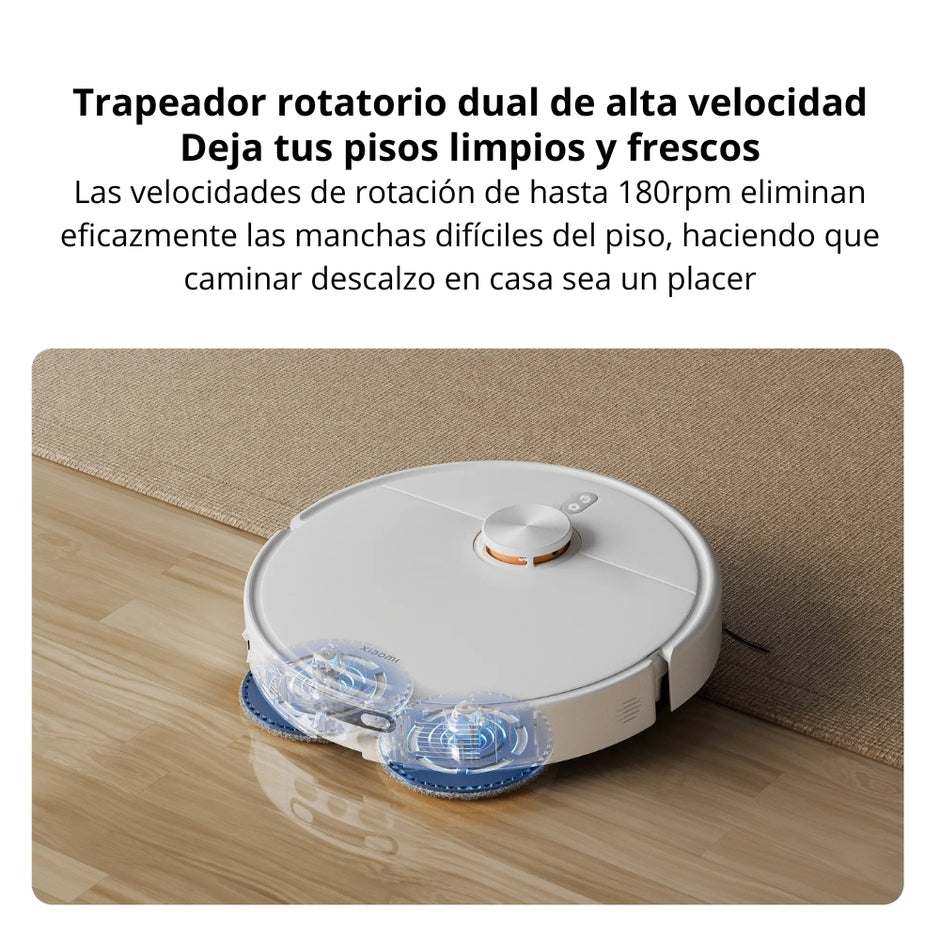 Aspiradora Robot Xiaomi H50 10000Pa Trapeado 180rpm Cepillo Lateral Anti-Enredos Base Autovaciado 5200mAh