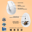 Mouse Ergonómico Vertical Logitech Lift, Inalámbrico para Manos Pequeñas y Medianas, Blanco