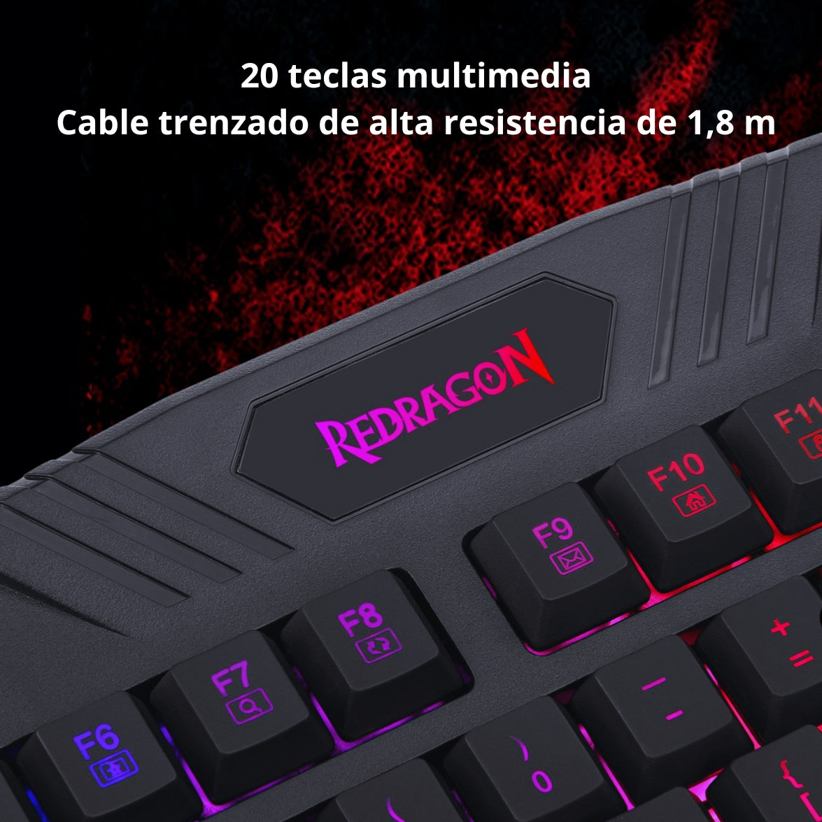Teclado Gamer Redragon K503 Harpe RGB Retroiluminado 104 Teclas Antighosting Multimedia