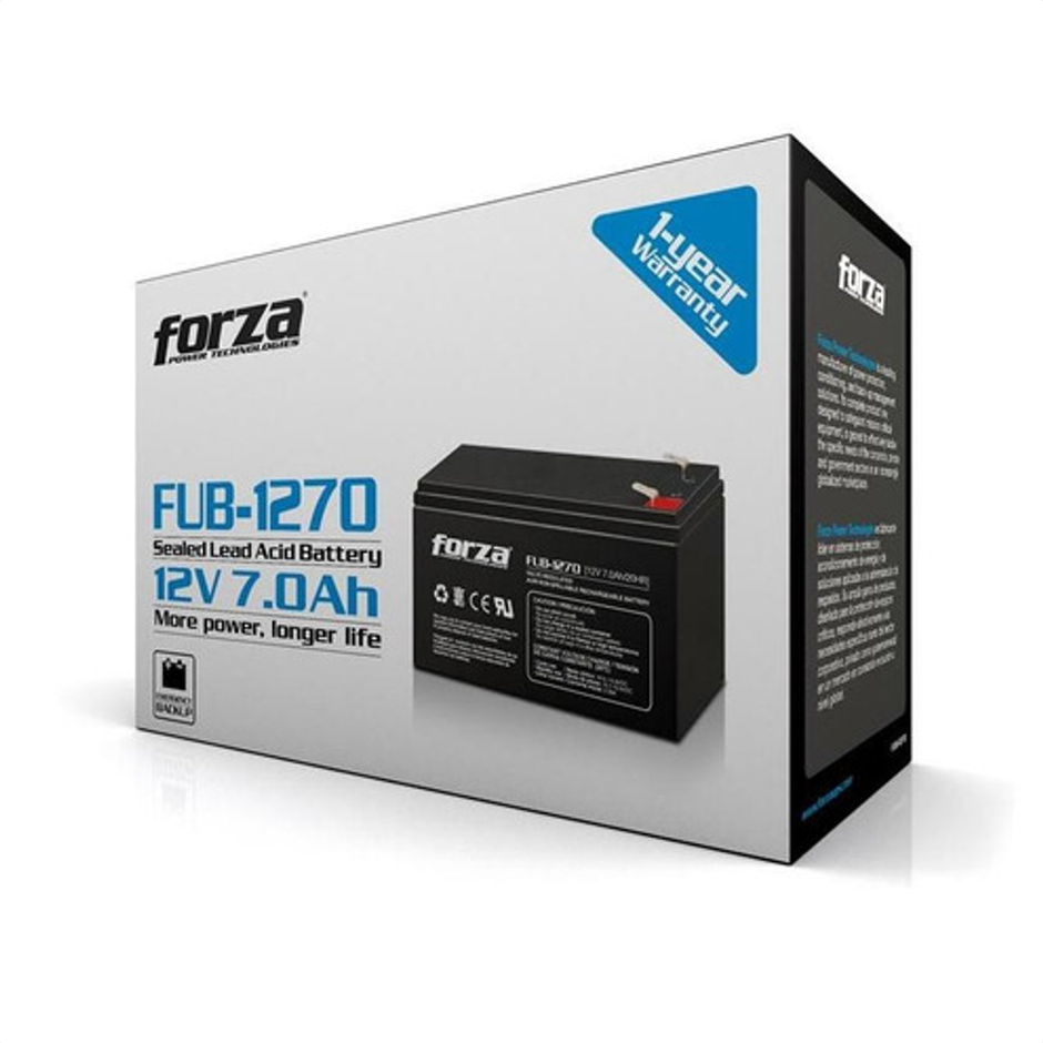 Batería Recargable 12V 7Ah Forza FUB-1270 AGM Sellada para UPS Alarmas y Sistemas de Seguridad