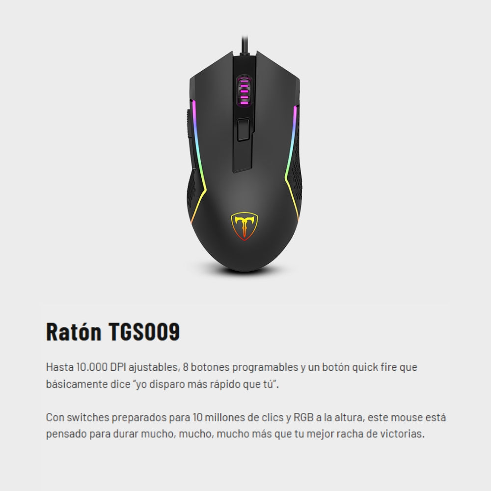 Combo Gamer 3 En 1 Teclado Mecanico TGS-009, Mouse 10000 DPI, Diadema 7.1 T-dagger