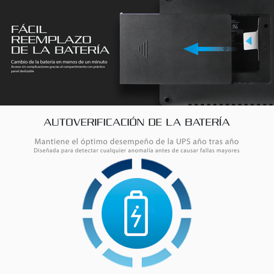 UPS Interactiva Forza HT-650LCD de 650VA/390W con 12 Tomas + 2 USB
