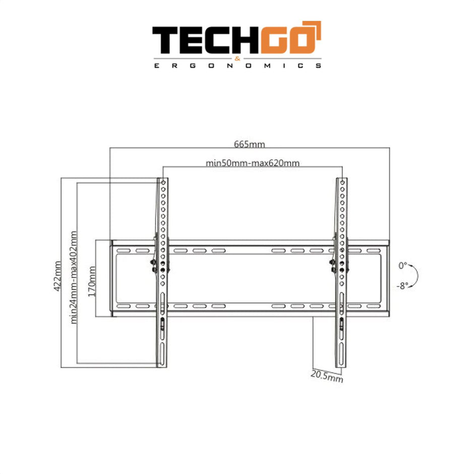 Soporte Pared Fijo Inclina Tv 37''»70''/35kg Techgo Spf-6403