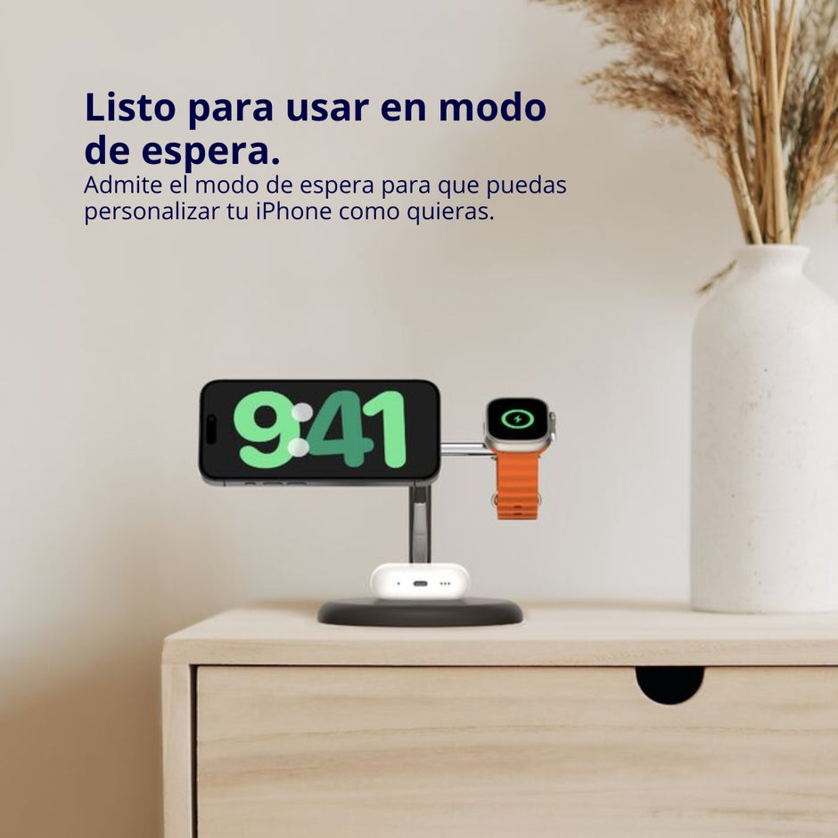 Cargador 3en1 Inalámbrico Qi2 Magsafe Belkin Boostcharge 15w