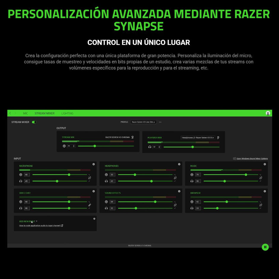 Micrófono Razer Seiren V3 Chroma USB RGB 96kHz 24bit Supercardioide para Streaming Profesional Rosado