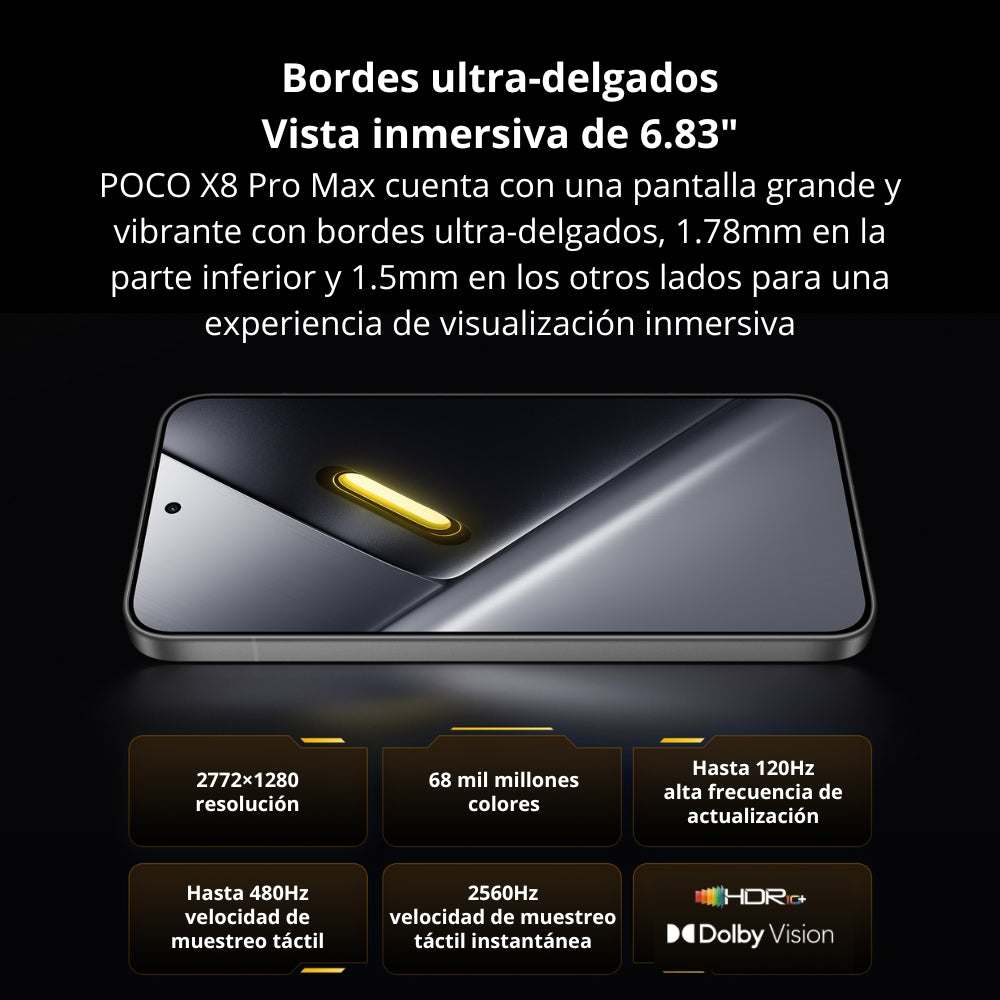 Celular Xiaomi POCO X8 Pro Max 5G Dual SIM AMOLED 6.83” 512GB/12GB 50MP OIS 8500mAh/100W IP68 - Negro