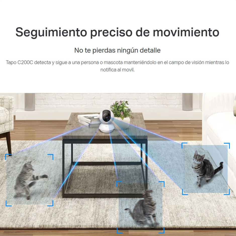 Cámara WiFi TP-Link Tapo C200c 360° Full HD 1080p Visión Nocturna Giro e Inclinación y Compatible con Alexa + Micro SD 64GB