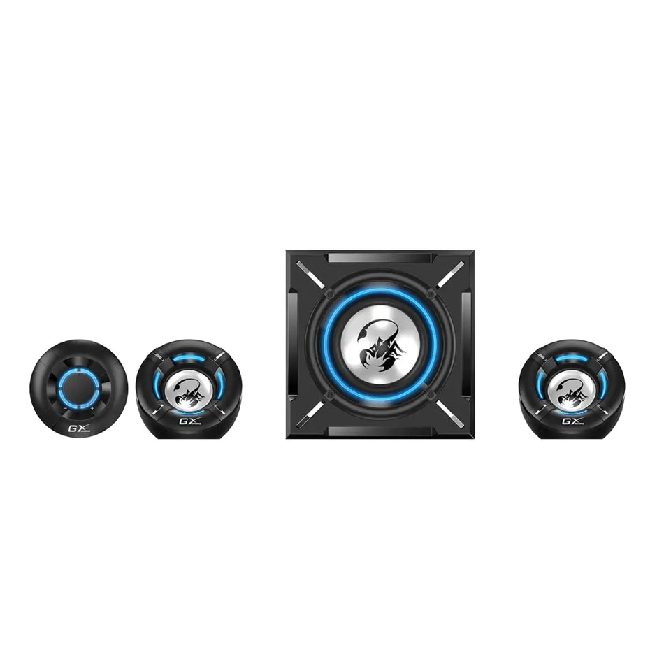Sistema De Sonido Gamer Genius SW-G2.1 1000 26W Luz Led Azul - Negro