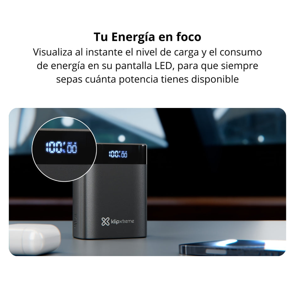 Batería Power Bank Klip Xtreme PowerCell KPB-850 | 30.000mAh Carga Rápida 140W 2xUSB-C PD + USB-A QC 3.0