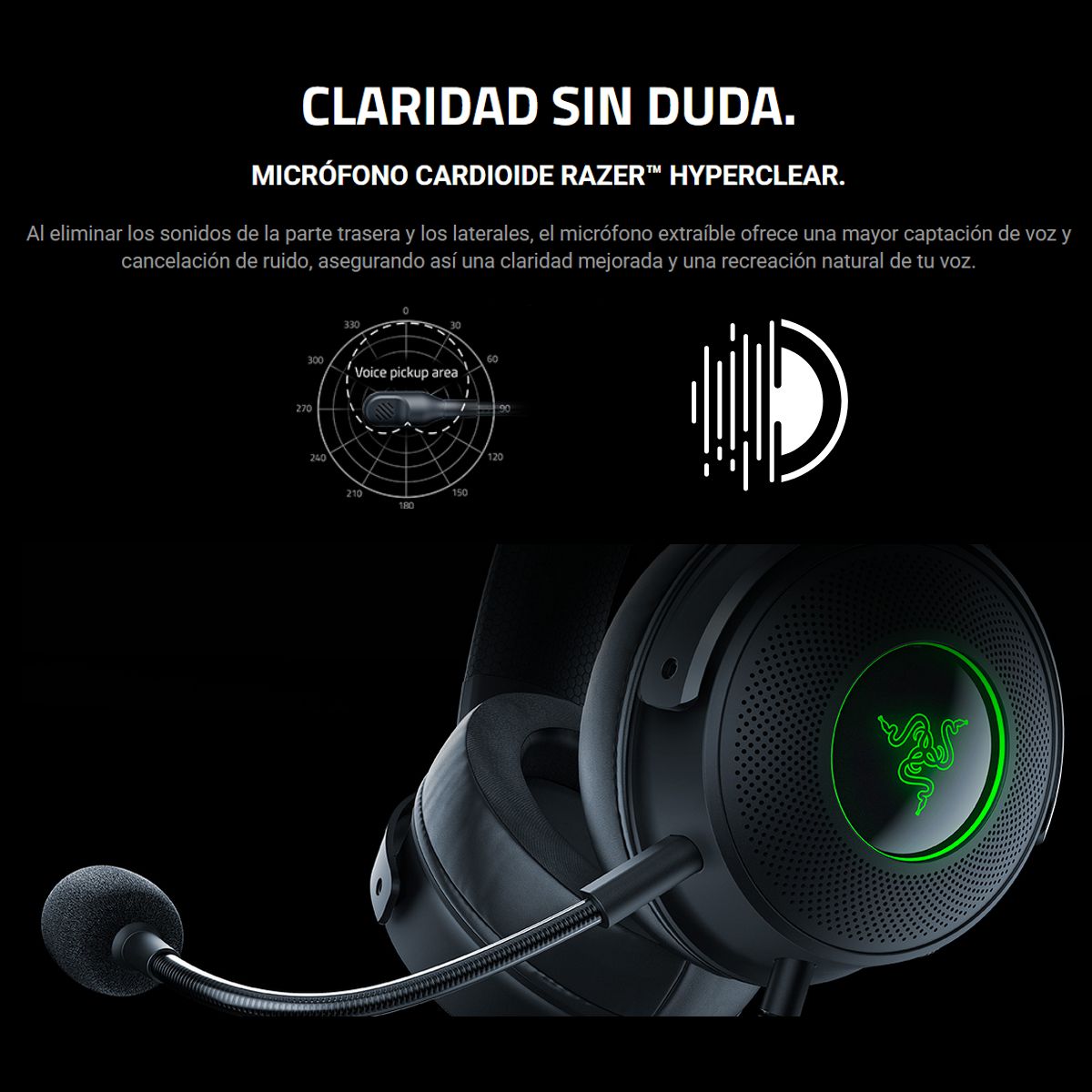 Razer Kraken V3 Audífonos Gamer RGB USB / THX Audio, Negro