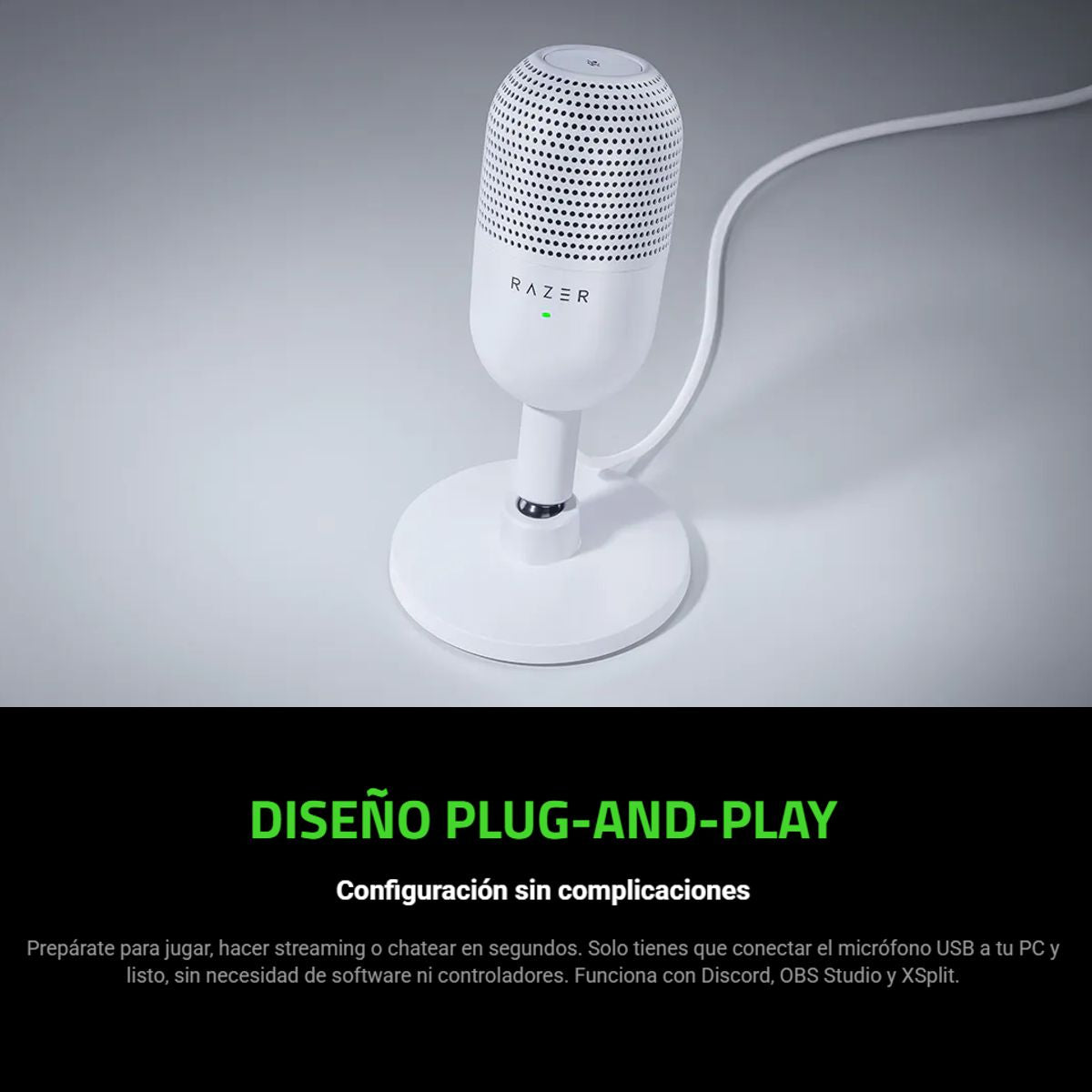 Micrófono Razer Seiren V3 Mini Condensador Supercardioide USB Ultra Compacto para Streaming y Videollamadas