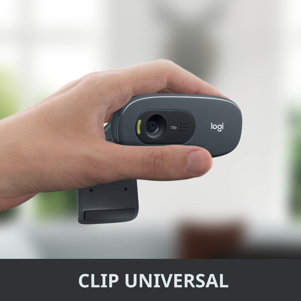 Cámara Web Logitech C270 HD 720p 30fps Micrófono Reductor de Ruido USB RightLight 2 Meet/Teams - Negro