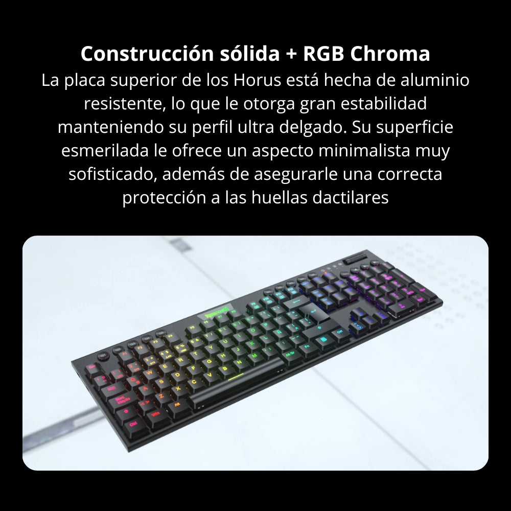 Teclado Gamer Mecanico Redragon Horus TKL Inalambrico Bajo Perfil Switch Red - Negro