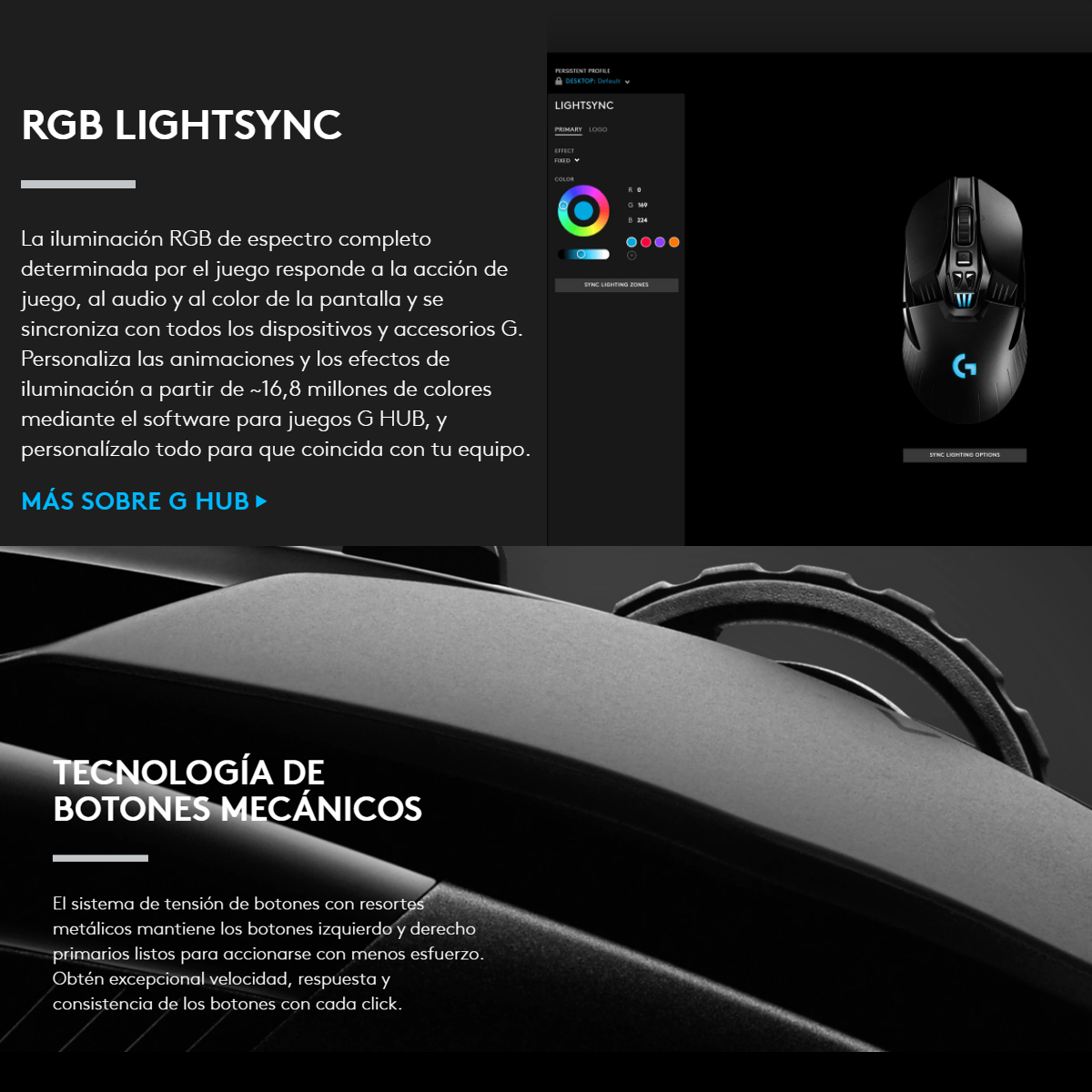 Mouse Gamer Inalámbrico LIGHTSPEED Logitech G903 Sensor HERO 25K Ambidiestro - Negro