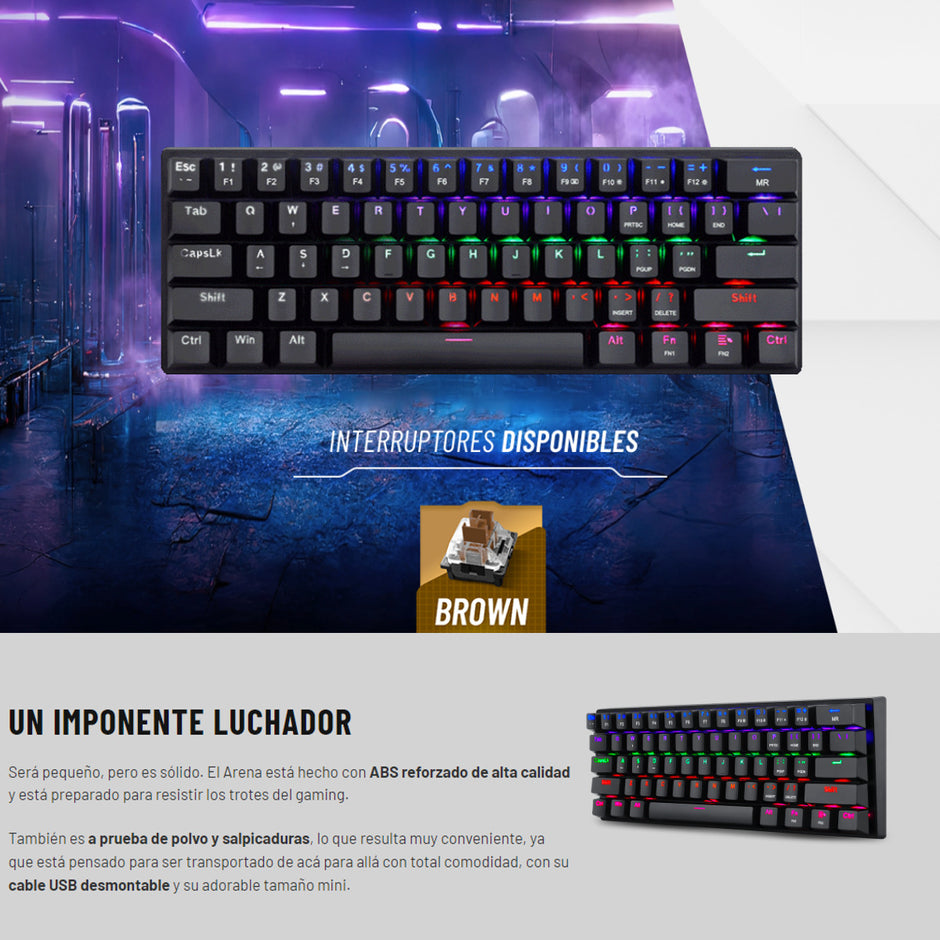 Teclado Gamer Mecánico T-dagger T-tgk321 Arena, 60% Compacto