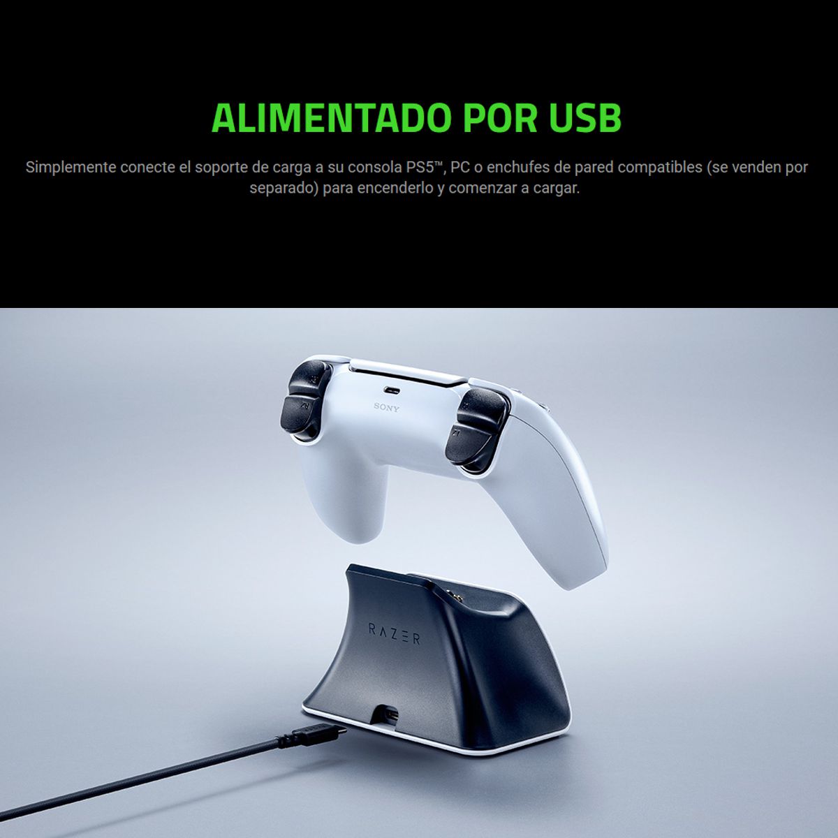 Razer Quick Charging Stand, Base Carga Rápida Mando Ps5, Red