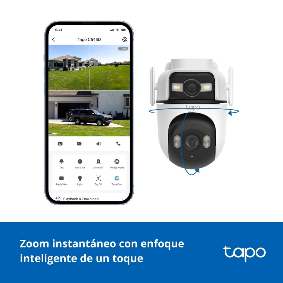 Cámara de Vigilancia Tp-Link Tapo C545D, Wi-Fi para Exterior con Doble Lente y Visión Nocturna a Color + Micro SD 128GB