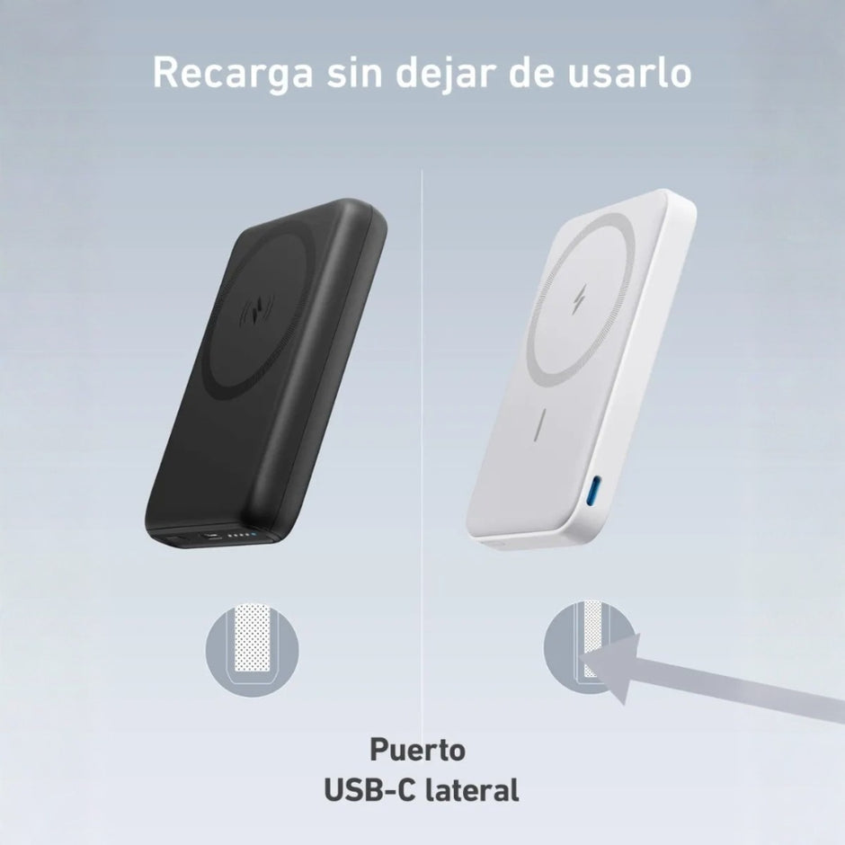 Batería Magnética Power Bank Anker MagGo 622 MagSafe 5000mAh Soporte Plegable USB-C iPhone - Blanco