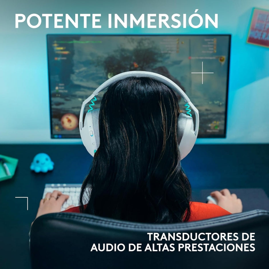 Audífonos Diadema Gamer Inalámbrica Logitech G321 LIGHTSPEED Bluetooth Flip-to-Mute PC/PS5/Switch - Blanco