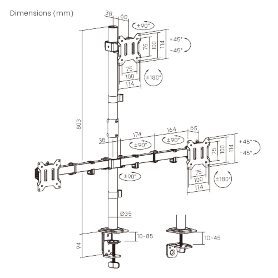 Soporte Monitor Triple Techgo SPM-1135 Escritorio 17-32
