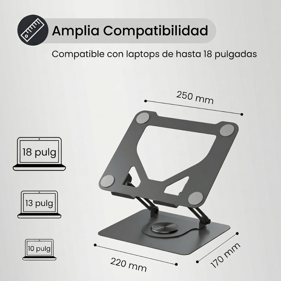 Base Portátil Plegable Metálica Unitec LS-070 Elevada con Giro 360° Superficie Antideslizante