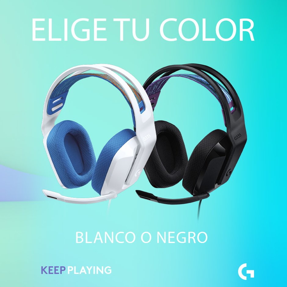 Diadema Gamer Alámbrica Logitech G335 Micrófono Flip to Mute Plug 3.5mm PC PS5 Xbox Switch - Blanco