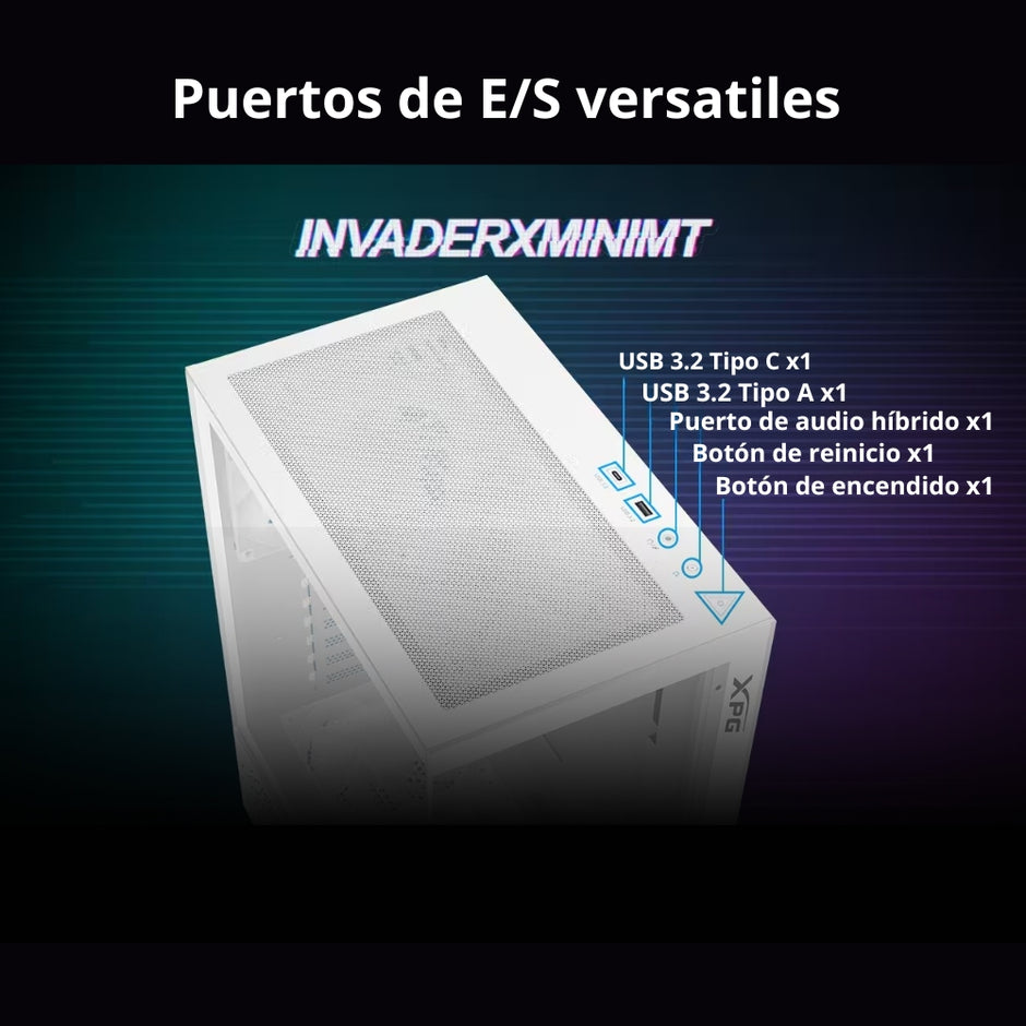 Gabinete Pc Gamer Adata XPG Invader X Mini, Caja ATX Sin Fuente, con 5 Coolers ARGB