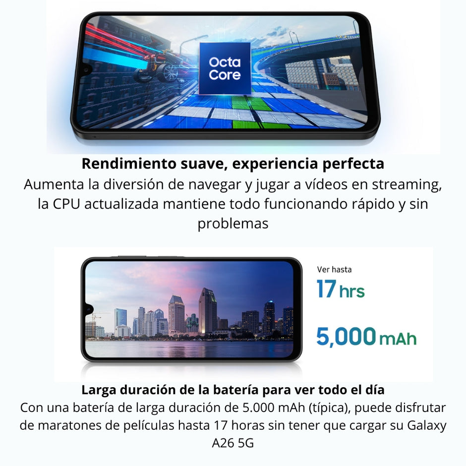 Celular Samsung Galaxy A26 5G Dual SIM, 6.7'' 256GB/8GB 50MP IP67 5000mAh, Negro
