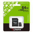 Memoria Micro SD Kingston 64GB Canvas Select Plus A1 C10 U1 V10 100MB/s con Adaptador SD - Original