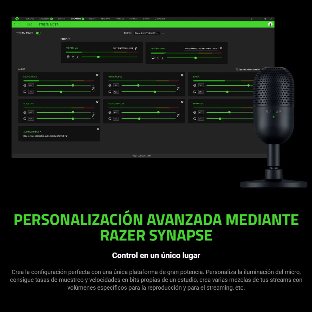 Micrófono Razer Seiren V3 Mini Condensador Supercardioide USB Ultra Compacto Blanco