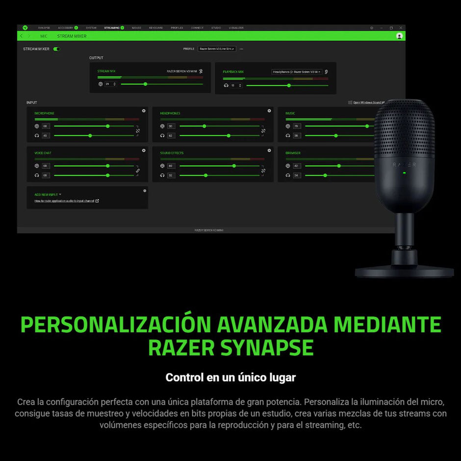 Micrófono Razer Seiren V3 Mini Condensador Supercardioide USB Ultra Compacto Blanco